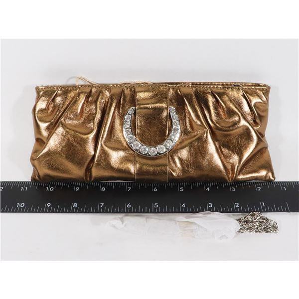 DISPLAY METALLIC BRONZE EVENING HANDBAG