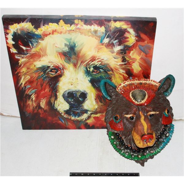 HIGHLY DECORATIVE RESIN BEAR HEAD (SMALL
