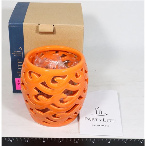 PARTYLITE ORANGE WAVES VOTIVE HOLDER