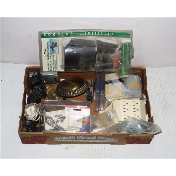 FLAT OF HOME REPAIR ITEMS, MOSTLY ELECTRICAL