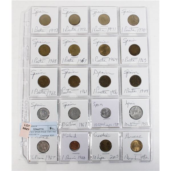 16 COINS ALL SPAIN PAGE 3 OF 3 NO DUPLICATES SET #
