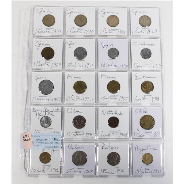 9 COINS ALL SPAIN PAGE 2 OF 2 NO DUPLICATES SET #