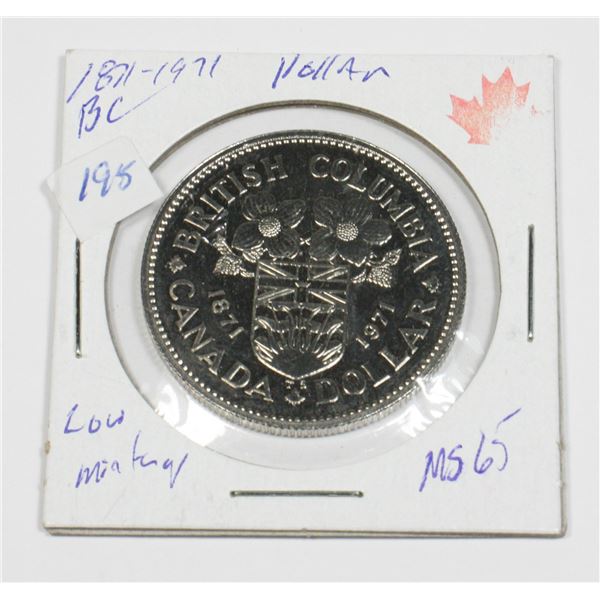 1871-1971BRITISH COLUMBIA 100TH ANNIVERSARY OF