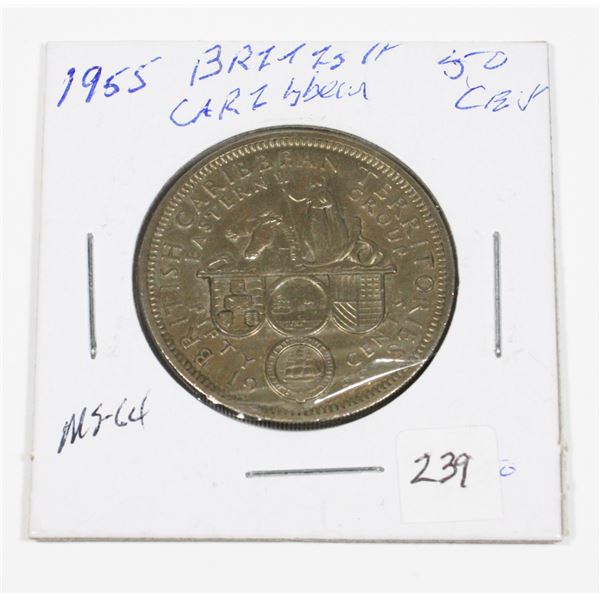 1955 BRITISH CARIBBEAN 50 CENT QUEEN ELIZABETH II