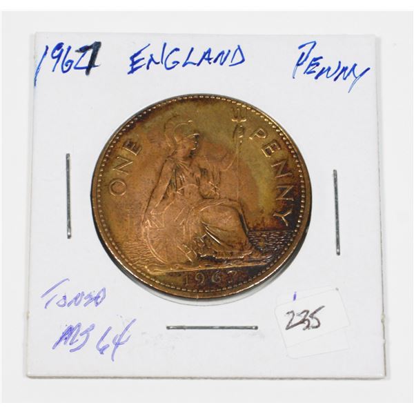 1967 ENGLAND QUEEN ELIZABETH II PENNY
