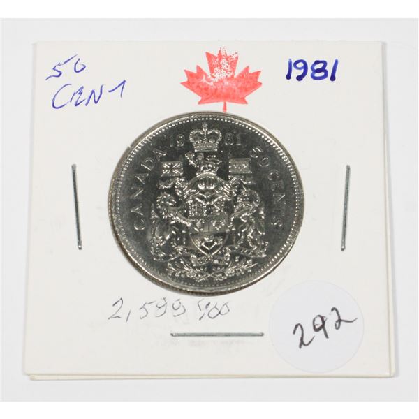 1981 50 CENT ONLY2,588,100 MINTED