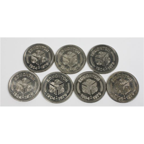 LOT OF 7 EDMONTON 1904-1979 TOKENS