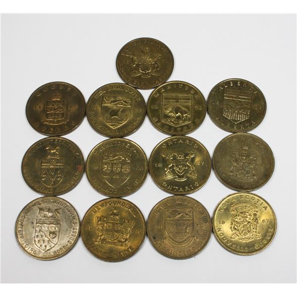13 TOKEN SET CANADIAN COAT OF ARMS/ FLORAL SET