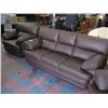 Image 2 : Full Leather 3 Piece Chocolate Brown Sofa Set
