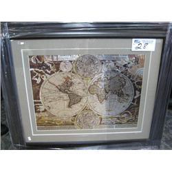 silver World Map   Framed Print