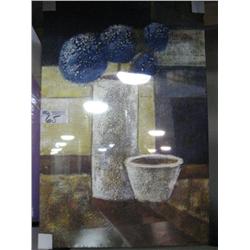 blue Flowers Print On Canvas