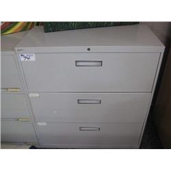 Grey 3  Drawer Lateral Filing Cabinet