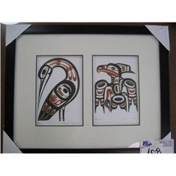 Heron & Hawk  Framed Native Print