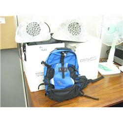 2 Boxes Of Backpacks & 2  Rock Speakers
