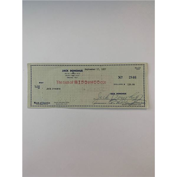 Jack Donohue signed check