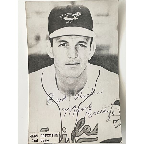 Baltimore Orioles Marv Breeding signed photo