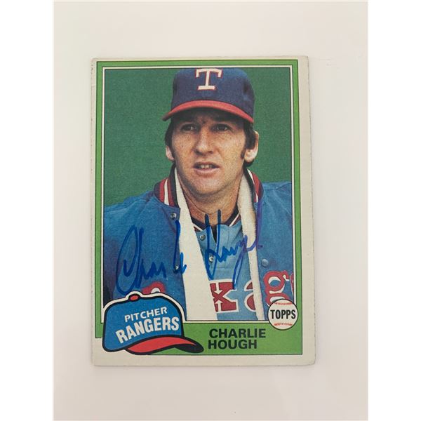 Charlie Hough signed baseball card