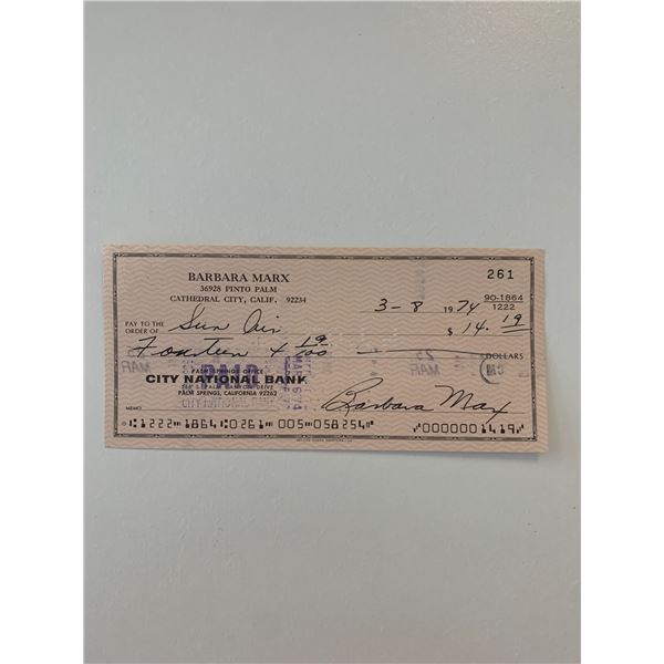 Barbara Marx signed check