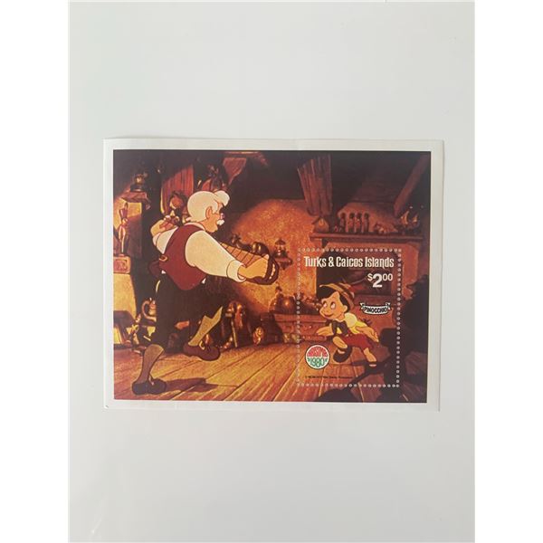 Pinocchio - Turks & Caicos Souvenir Stamp Sheet - Christmas 1980