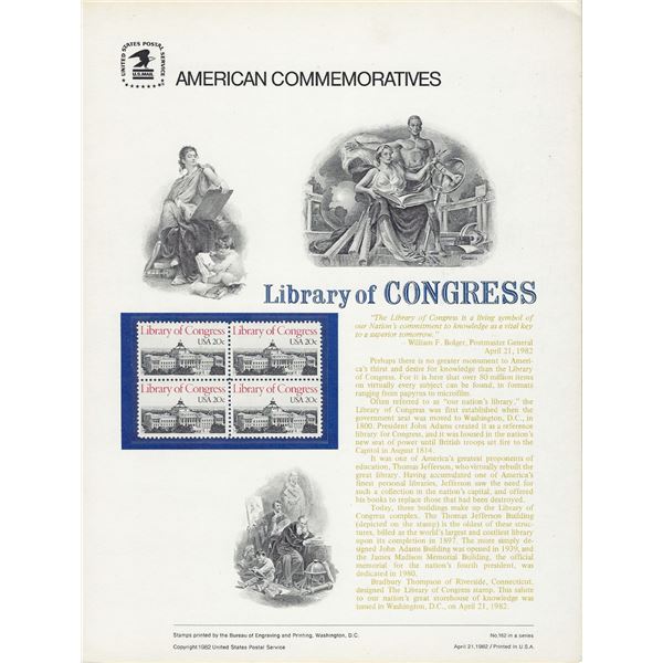 Americ Library of Congress stamp set of four 20 cent stamps