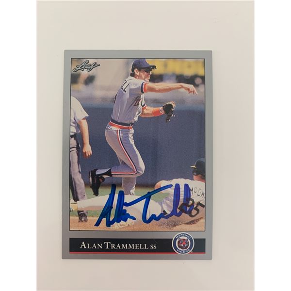 Alan Trammell signed baseball card