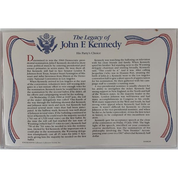 John F. Kennedy commemorative cover with coin