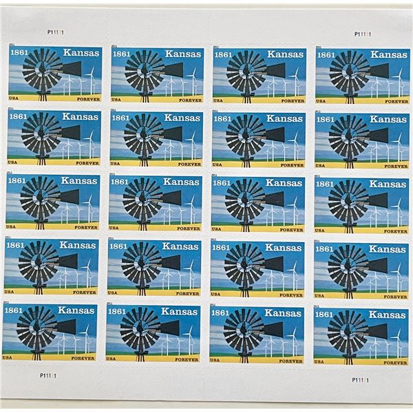 2011 Kansas 1861 stamp set of 20