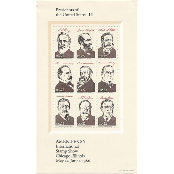Presidents of the United States: III Souvenir Stamp Sheet
