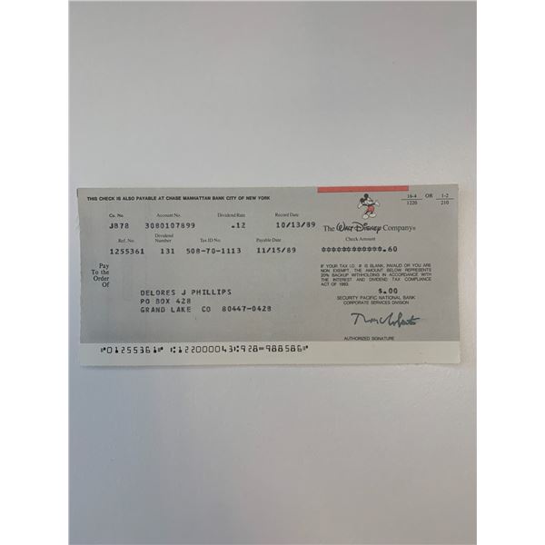 Walt Disney stock dividend check