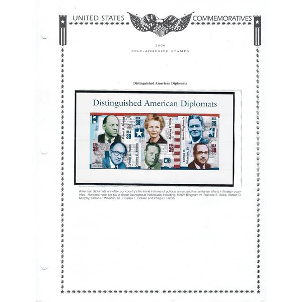 2006 Distinguishes American Diplomats Commemorative Stamp Sheet