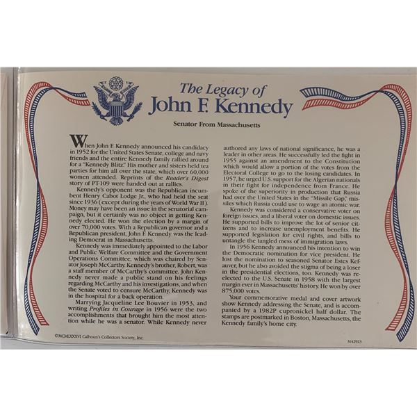 John F. Kennedy commemorative cover with coin