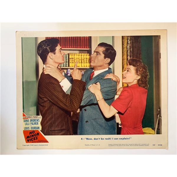 No Minor Vices original 1948 vintage lobby card