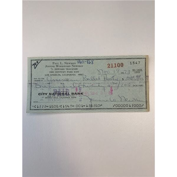 Joanne Newman signed check