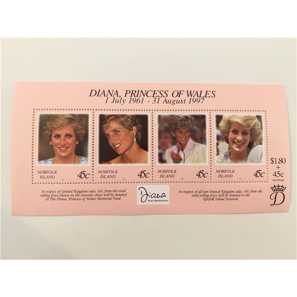 Norfolk Island Diana Princess of Wales commemorative stamp set