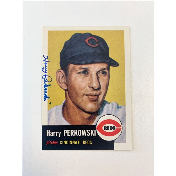 Harry Perkowski signed baseball card