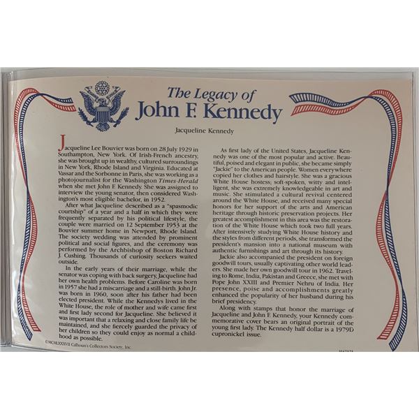 John F. Kennedy commemorative cover with coin