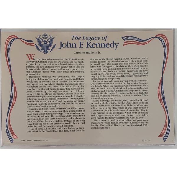 John F. Kennedy commemorative cover with coin