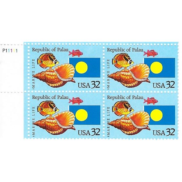 Marine Life Republic of Palau stamps plate block