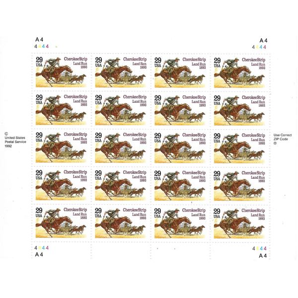 1983 Cherokee Strip Land Run stamp sheet