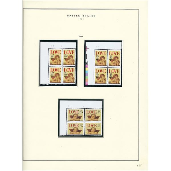 1995 US stamp collector sheet featuring Love stamps
