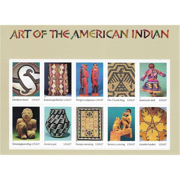 Art of the American Indian stamp sheet 10 x 37 cent stamps