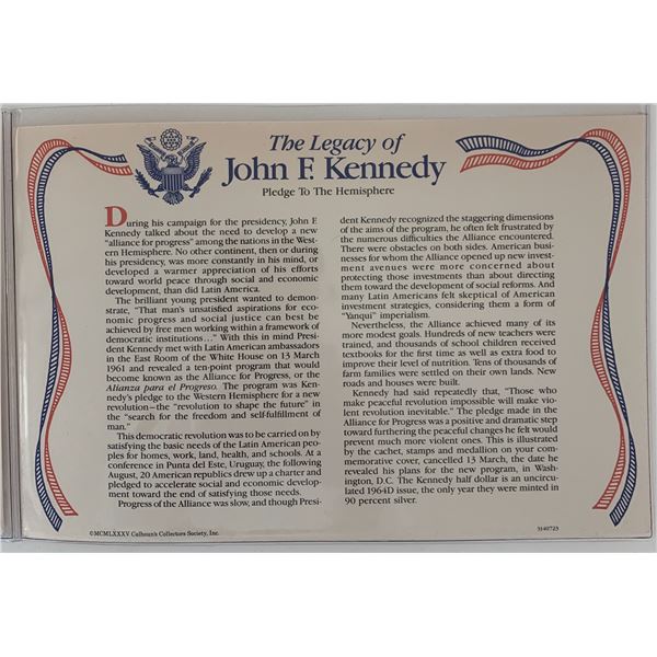 John F. Kennedy commemorative cover with coin