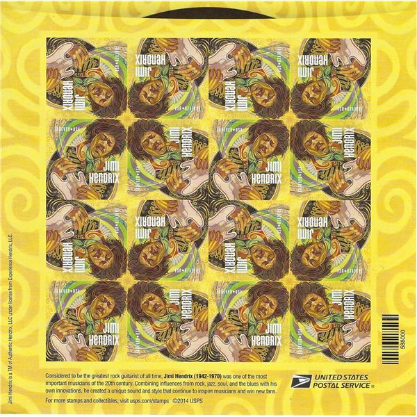 Jimi Hendrix commemorative stamp sheet