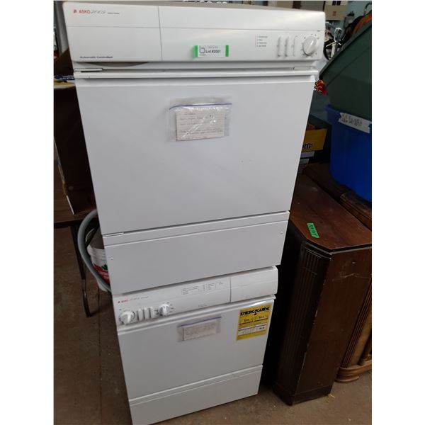 * Asko Stackable Washer/Dryer Set - Untested - Each 21.5" x 23.5" x 31.5" -  PICK UP ONLY
