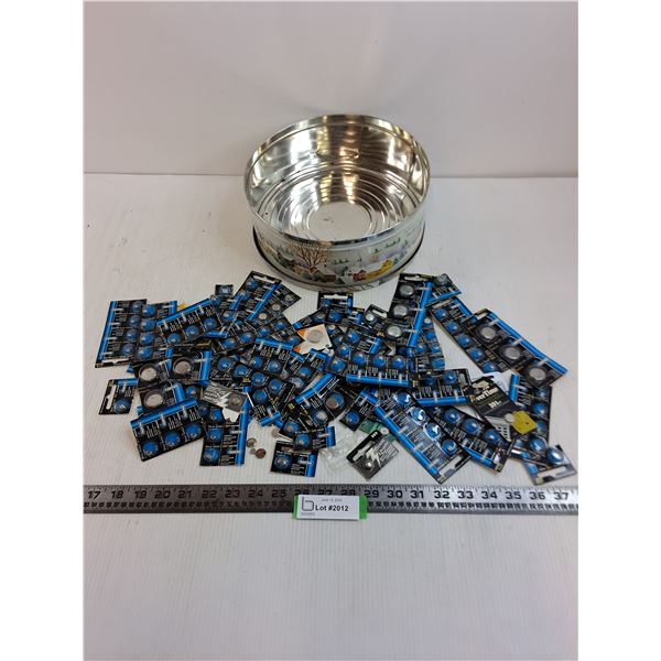 Vintage Cookie Tin Full of Bulk Watch/Calculator Batteries - As is