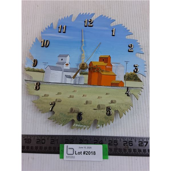 Saw Blade Wall Art Clock - Artist: J.Robertson - 9" Dia