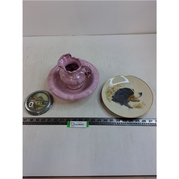 Porcelain Bowl & Pitcher Set, Decorative Plate, Vintage Decor