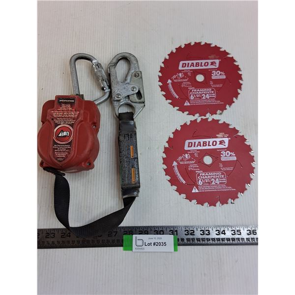 (2) Diablo Saw Blades, Miller Safety Harness
