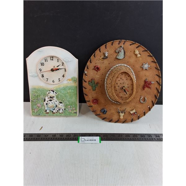 (2) Vintage Ceramic Wall Clocks