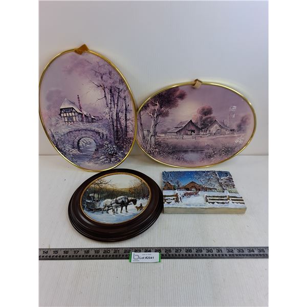 (4) Vintage Wall Art - Largest 16" x 11"